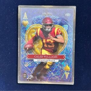 Caleb Williams PRC Card 1/2 Wild Card Stacked Deck Ace of Hearts Holo